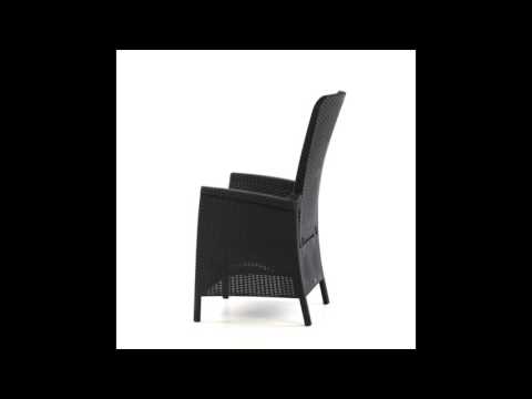 Пластикове садове крісло з відкидною спинкою Vermont графіт з подушкою, видео 1