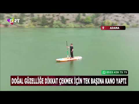 Kürebeli Yaylası'nın doğal güzelliğine dikkat çekmek için gölette tek başına kano yaptı