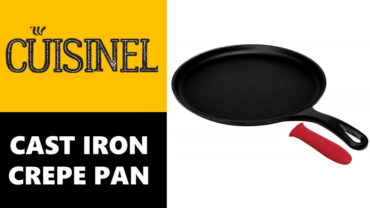 Cuisinel Pre-Seasoned Round Cast Iron Griddle with Silicone Handle Cover,  10.5