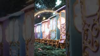 A Glowing 3D Fairy Train Slowly Glides