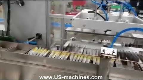 Yogurt milk spout bag pouch sorting feeding cartoning machine box packing video