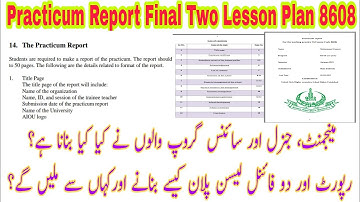 Practicum report solved 8608| Final two lesson plan 8608| report|lesson plan 8608 kaisy banain