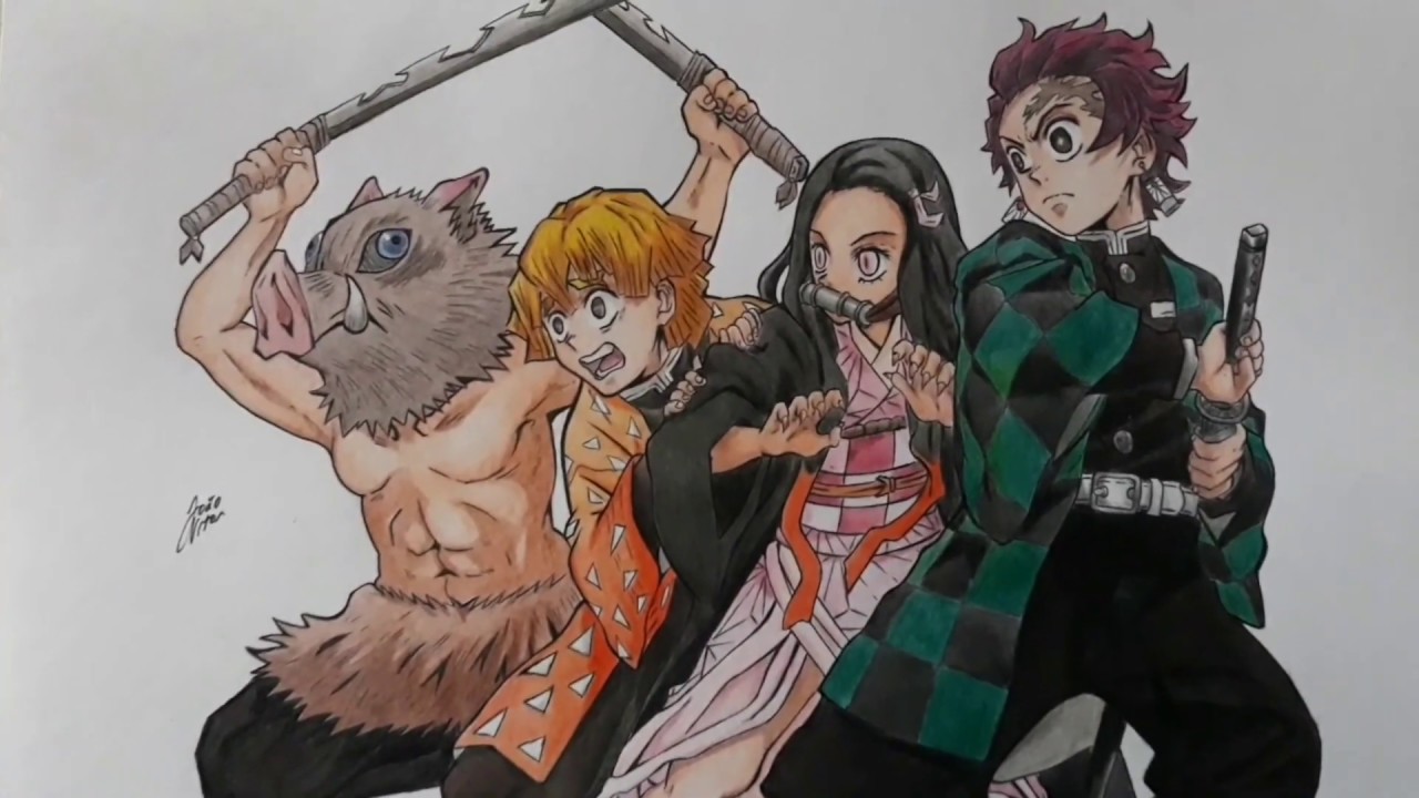 Demon Slayer Inosuke Tanjiro Zenitsu And Nezuko Drawings | Images and