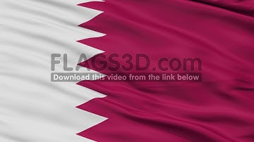 Close Up Waving National Flag of Qatar