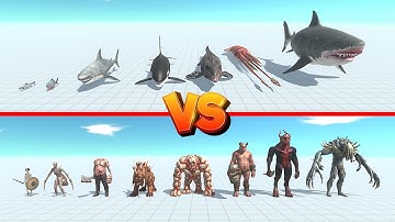Mutant Megalodon Team Vs Scourge Team - Animal Revolt Battle Simulator