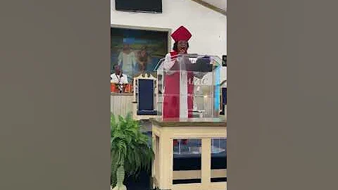 Bishop Vera Davis closing her sermon (put him in h...