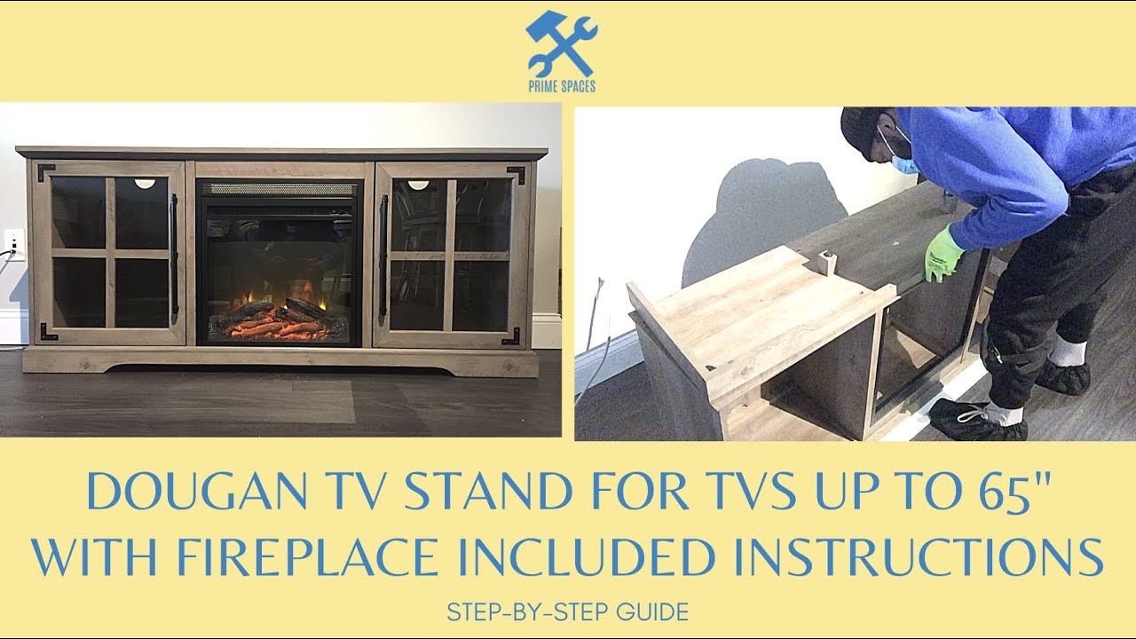 Walker Edison Abigail 60" 2 Door Fireplace Console Assembly (Dougan TV