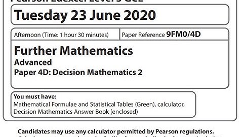 Decision 2 2020 Pearson Edexcel A level further maths