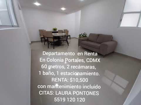 Departamento en renta en Portales,  CDMX