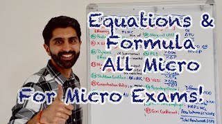 Micro - All Formula Equations Conditions Needed For Micro Exams