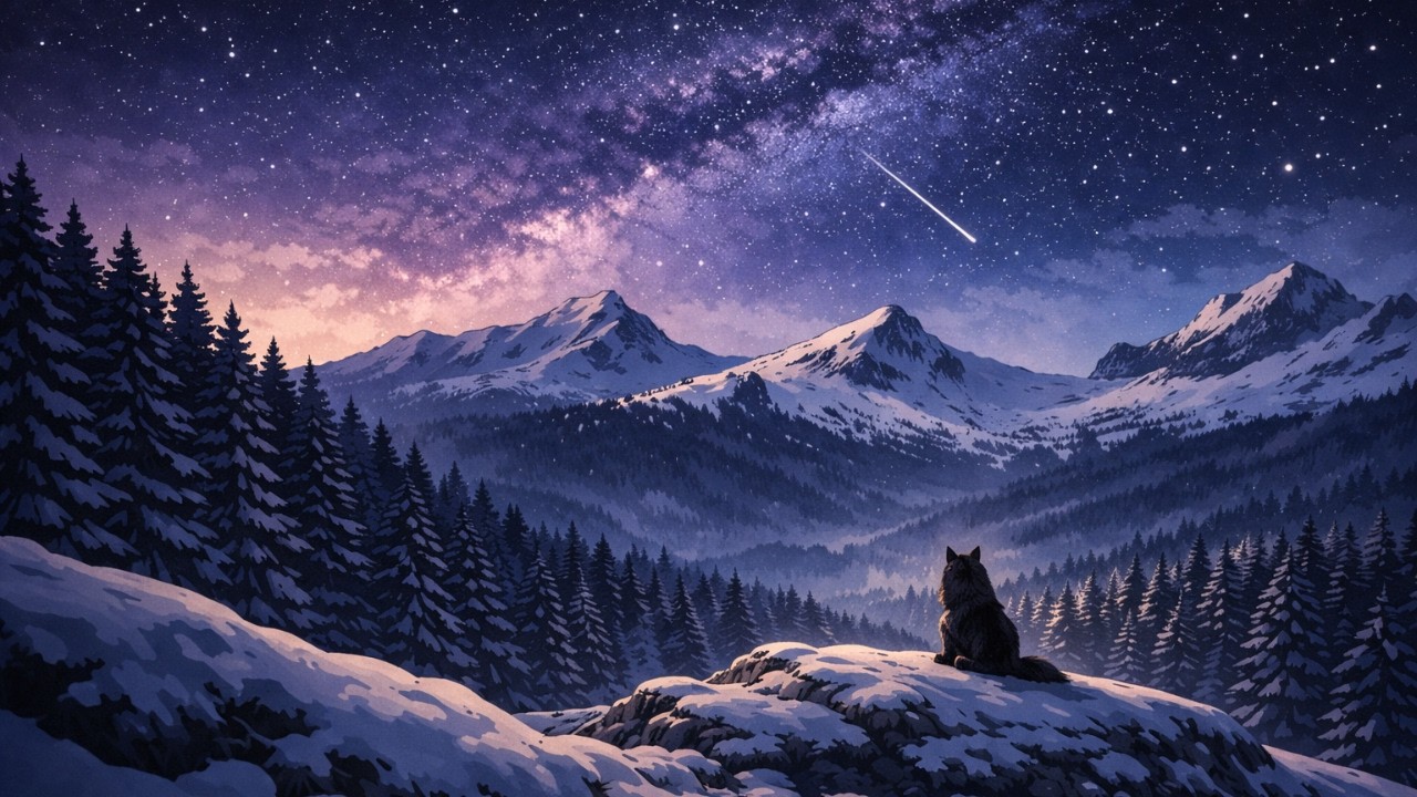 snowy night with the lonely wolf ❄️🐺 | calm lofi mix for sleep & focus – You can do it