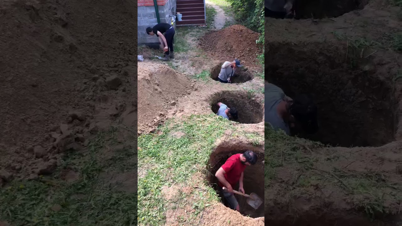 Копка септика из бетонных колец Московская область - YouTube