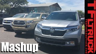 2017 Honda Ridgeline vs Toyota Tacoma vs Chevy Colorado Mashup Review