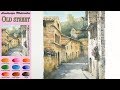 Basic Landscape Watercolor - Old street (sketch & coloring, Arches rough) NAMIL ART