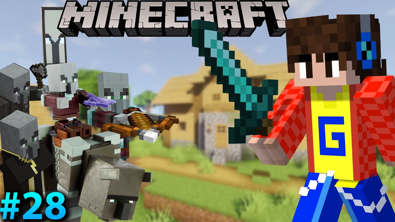 CAN I SAVE MY VILLAGER FROM PILLAGERS RAID | MINECRAFT GAMEPLAY #28 ...