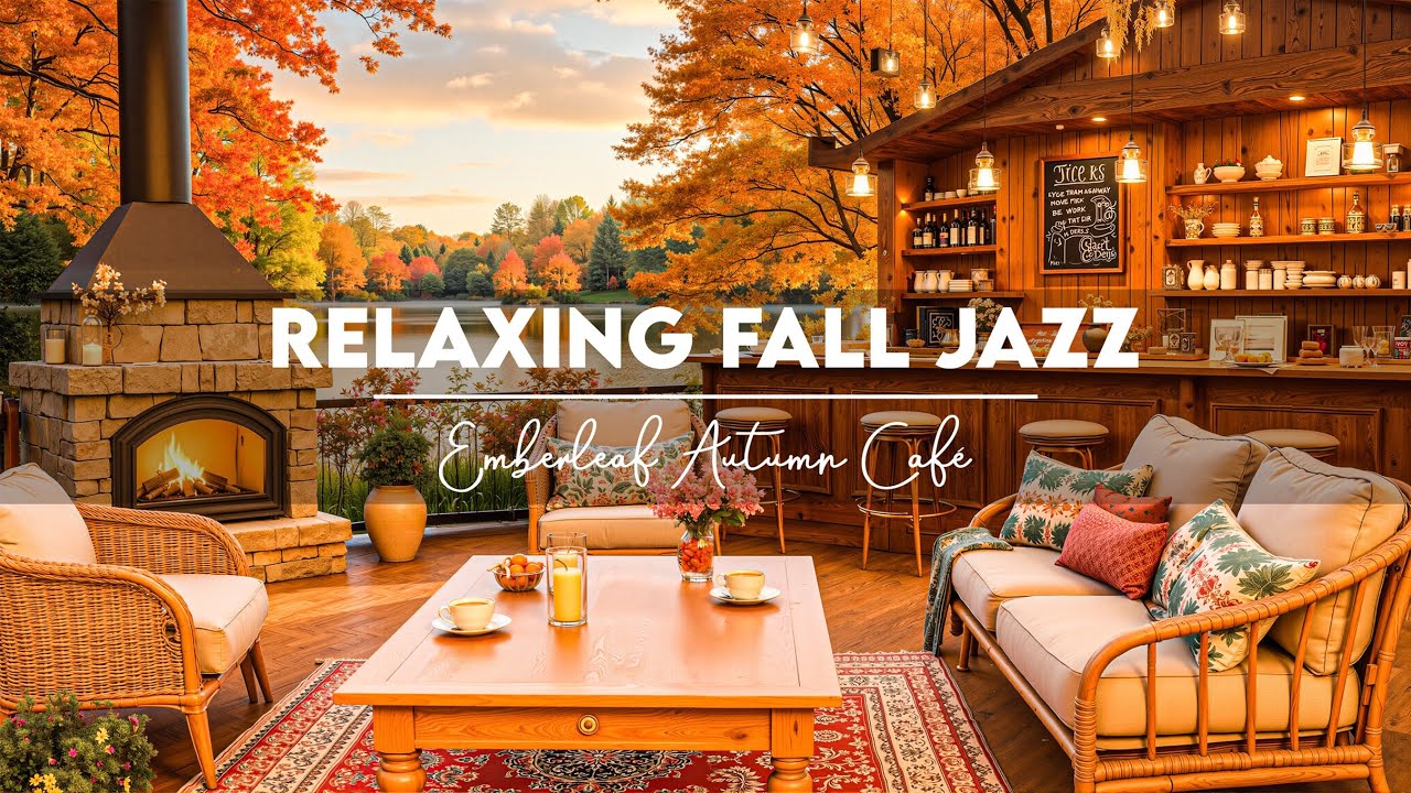 Autumn Morning Delight 🍂 Relaxing Piano Jazz with Fireplace Sounds for Study & Work