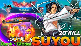 Maniac Suyou 20 Kills Jungler - Top 1 Global Suyou By .Soyu - Mobile Legends