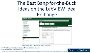 The Best Bang for the Buck Ideas on the LabVIEW Idea Exchange | Petru Tarabuta