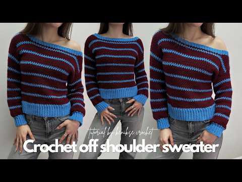 Crochet off shoulder sweater tutorial I Kenikse Crochet - YouTube