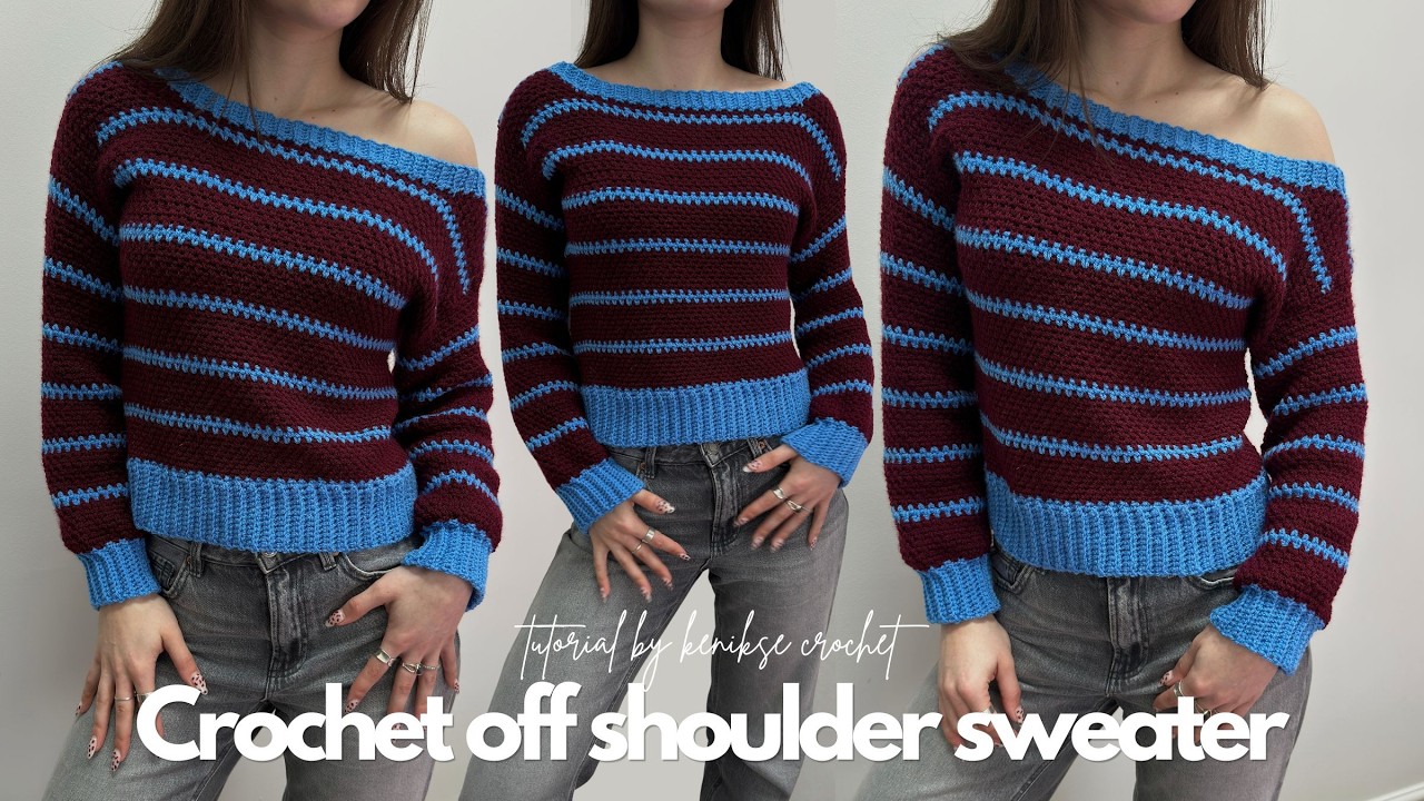 Crochet off shoulder sweater tutorial I Kenikse Crochet - YouTube