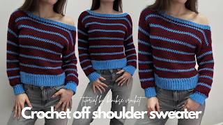 Crochet off shoulder sweater tutorial I Kenikse Crochet