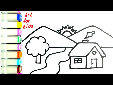 Scenery Drawing, Painting and Coloring for Kids & Toddlers | Basic Pictures #208