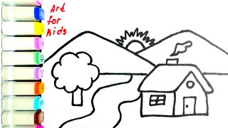 Scenery Drawing, Painting and Coloring for Kids & Toddlers | Basic Pictures #208