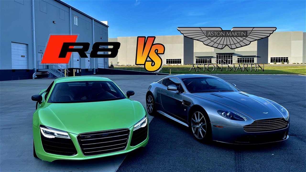 Audi R8 V10 Vs Aston Martin V8 Vantage S // Drag & Roll Race - YouTube