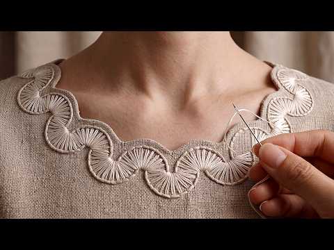 Easy Hand Embroidery for Clothes | Beginner Neck Design