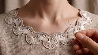 Easy Hand Embroidery for Clothes | Beginner Neck Design