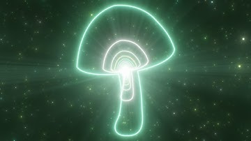 Mushroom Fungus Plant Shape Outline Glowing Neon Lights Tunnel Portal 4K Moving Wallpaper Background