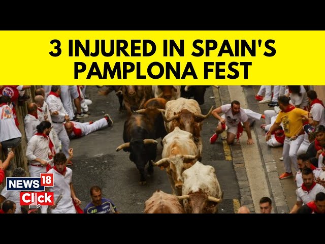 Spain Pamplona Bull Run | 3 Injured At Bell Running San Fermin Festival In Pamplona Spain | News18 class=