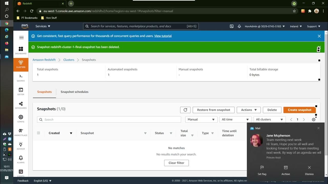 12 AWS ETL Redshift Snapshot and Restore YouTube
