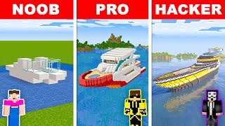 NOOB vs PRO vs HACKER: MODERN YACHT HOUSE BUILD CHALLENGE in Minecraft / Animation