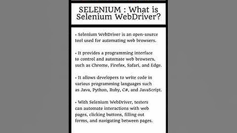 SELENIUM : What is Selenium WebDriver? SDET Automation Testing Interview Questions & Answers