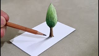how to draw 3d tree on paper for beginners