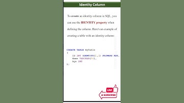 Identity Column in SQL #sqlserver #plsql #dataanalytics #database #shortvideo #interviewpreparation