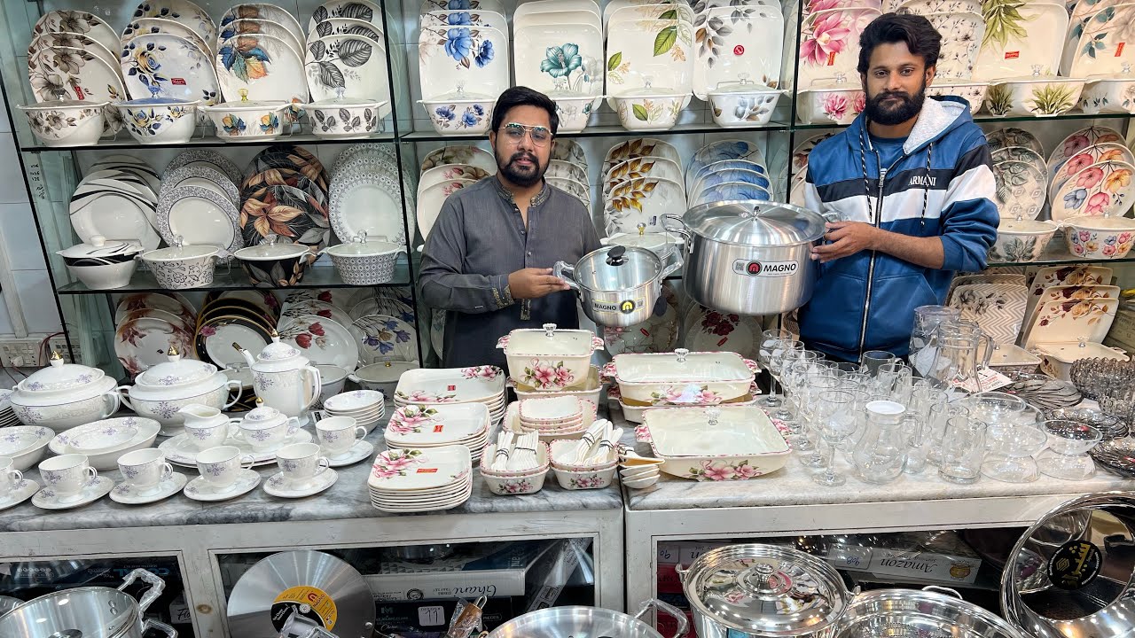 Jahez pakge2in1 Melamine dinner bone dinner cool set hot pot silver patily Sohail Traders Faisalabad