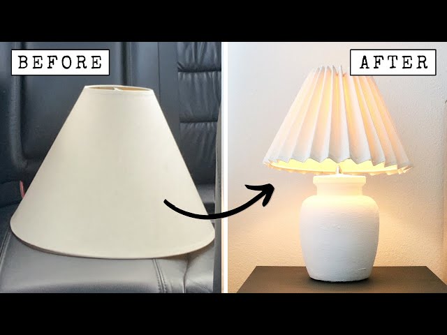 EASY, No Sew DIY PLEATED lamp shade! class=