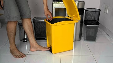 Thùng rác nhựa y tế màu vàng, thùng rác y tế, thùng rác đạp chân y tế, thùng rác y tế màu vàng