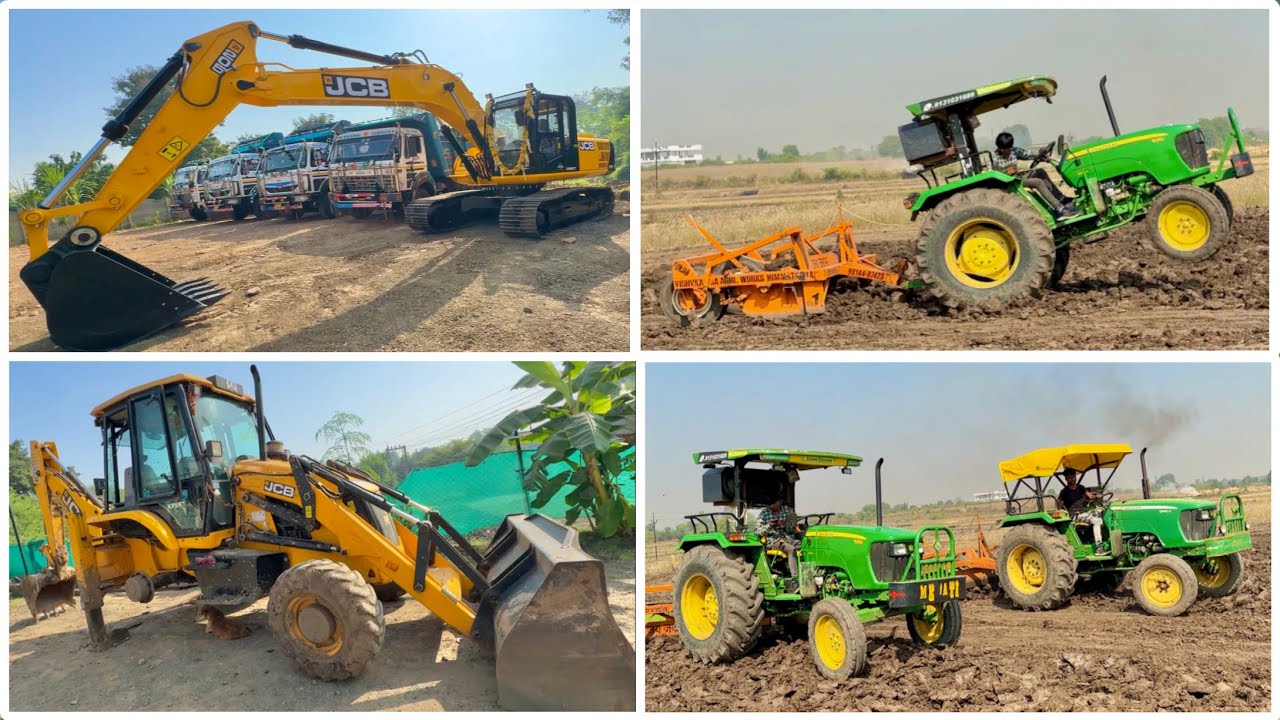 JCB 3dx का टायर पंचर John Deere 5210 Levelling डोली ब्लेड से Fish Farming New Project