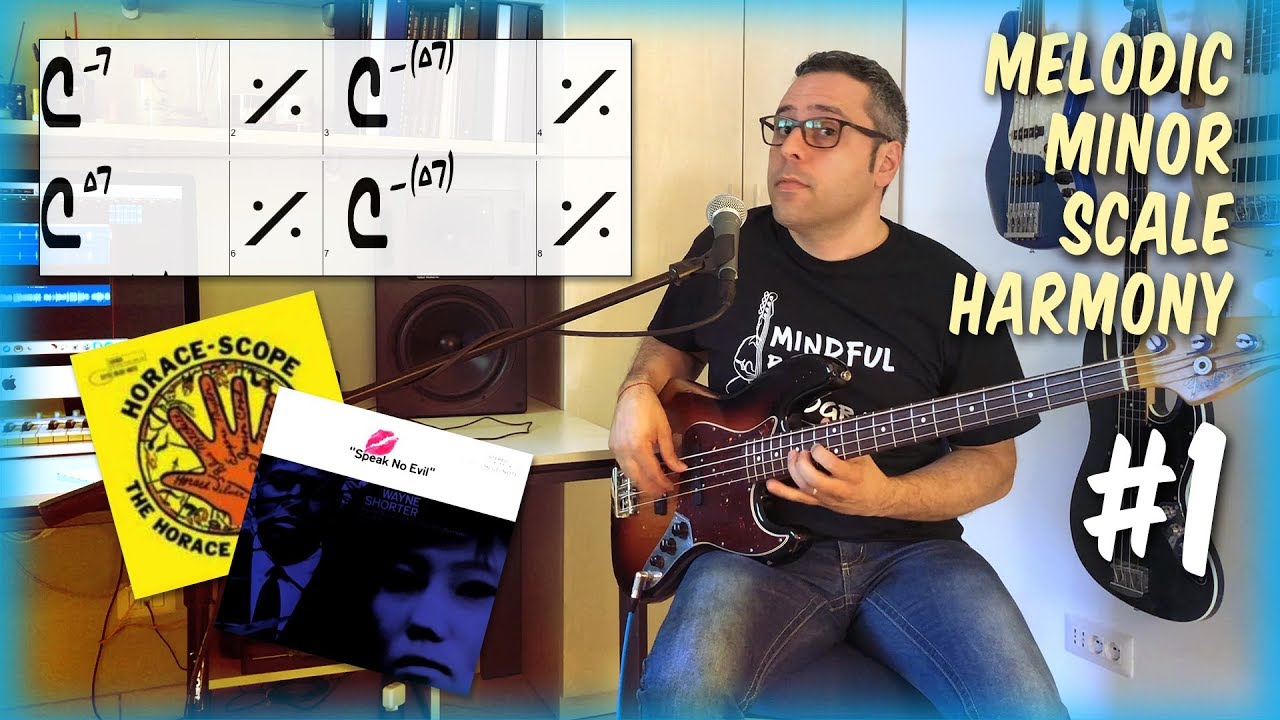 Lezioni di Basso - Scala Minore Melodica: modi, armonia, improvvisazione (1 di 5 - minore maj7)