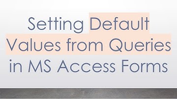Setting Default Values from Queries in MS Access Forms