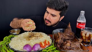 ASMR EATING SPICY MUTTON LEG CURRY+WHITE RICE+GREEN CHILLI || REAL MUKBANG(NO TALKING)