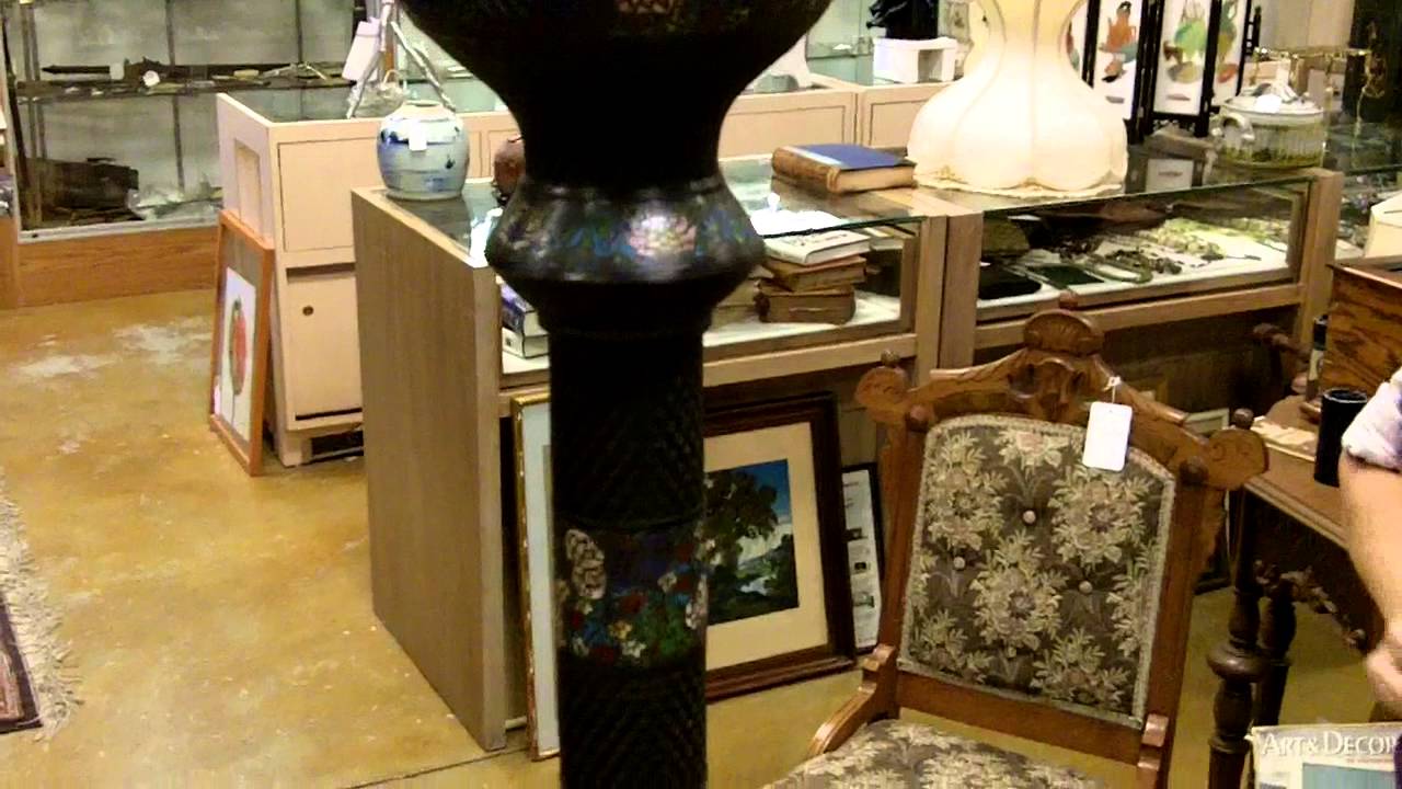 Antique Cloisonne Floor Oil Lamp Asian You