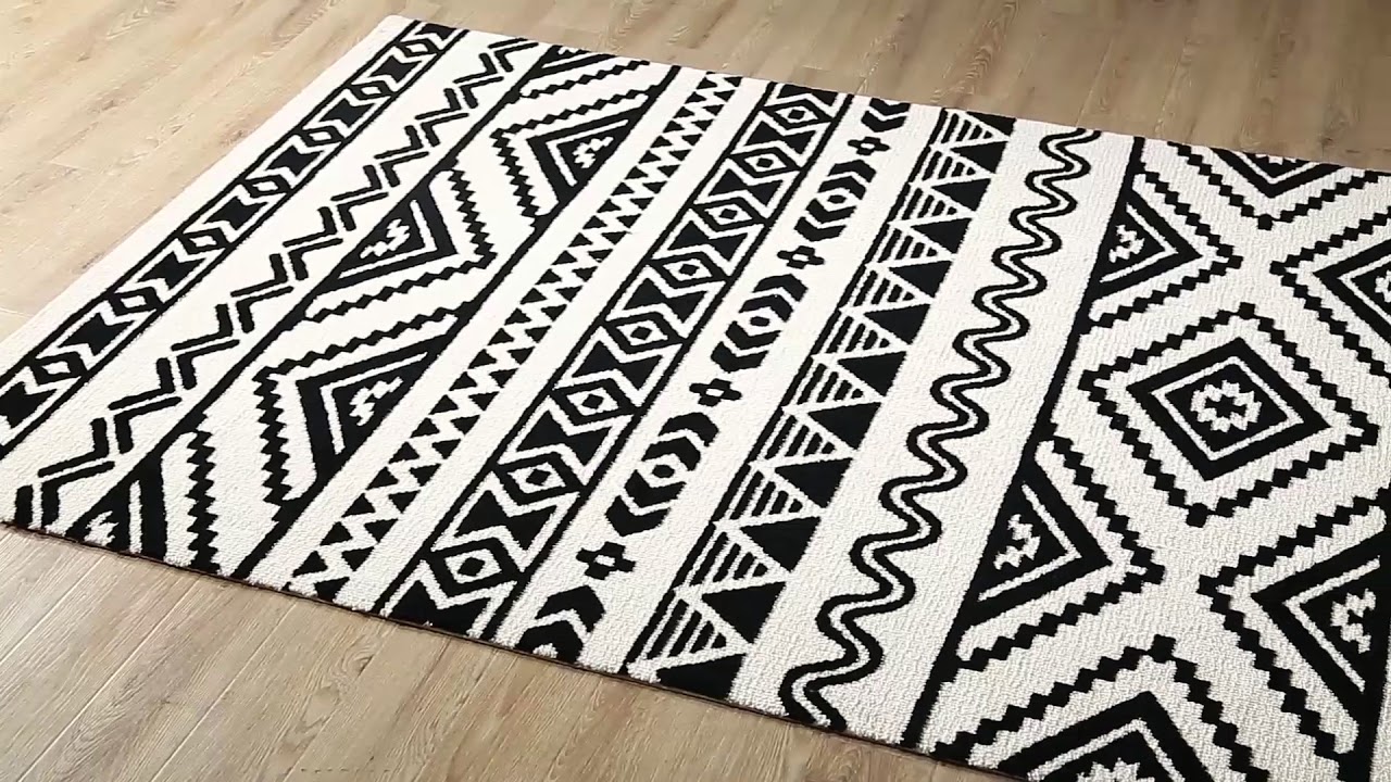 Haku Geometric Moroccan Tribal Area Rug in Black and White YouTube