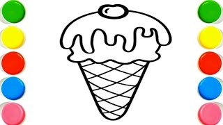 How To Draw cute Ice-cream Drawing, Painting & Coloring For Kids and Toddlers_ Child Art  🎨🎨🎨