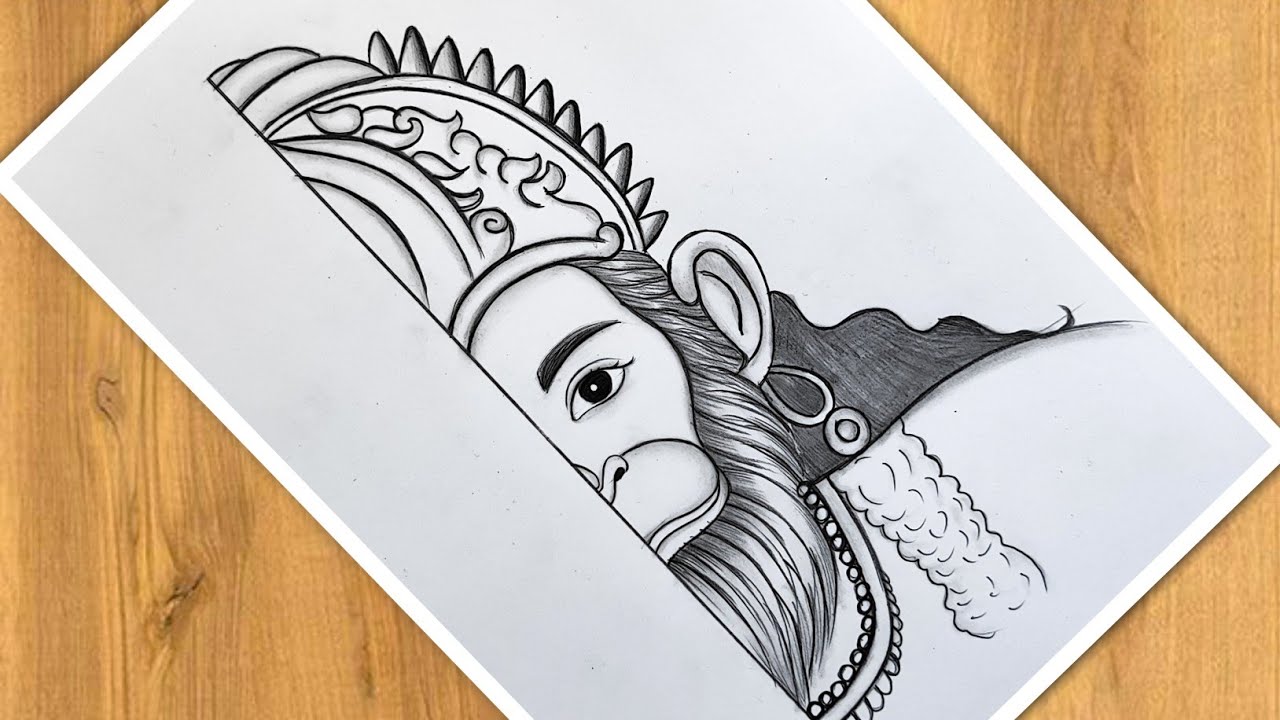 Pencil Sketch hanuman ji, Size: A4-sonthuy.vn