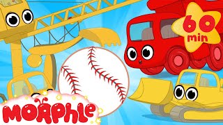 construction vehicles play baseball my magic pet morphle vehicle videos for kids