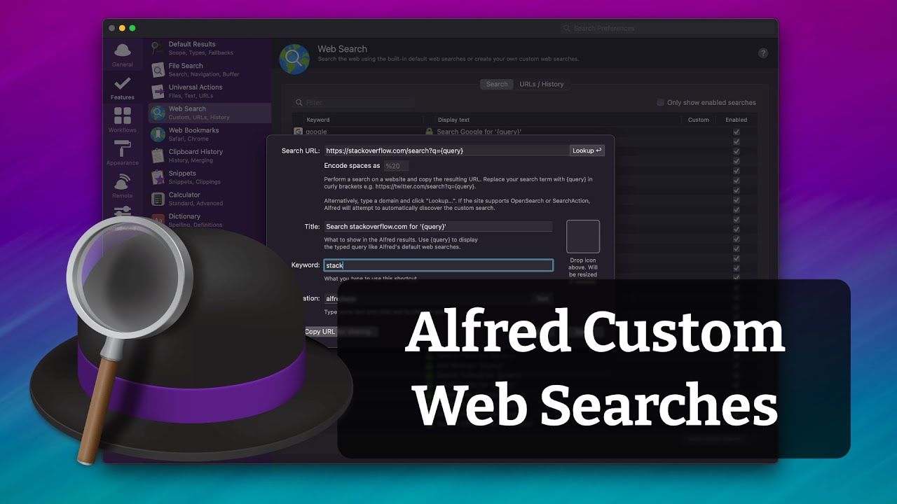 Alfred - Creating your own Custom Searches - YouTube